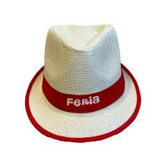 Chapeau borsalino blanc avec liseré rouge Feria pour adulte