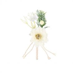 Bouquet de feuillage, d'aubépine ivoire et de jasmin - 14 cm