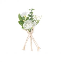 Bouquet de feuillage, de rose blanche et de jasmin - 14 cm