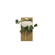 Bouquet de roses sur tige avec eucalyptus couleur blanc