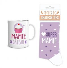 Coffret Cadeau Mug et Chaussettes - Super Mamie
