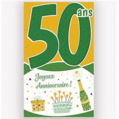 Carte d'anniversaire découp'âge 50 ans vert