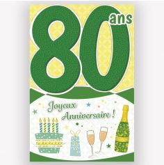 Carte d'anniversaire découp'âge 80 ans vert