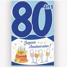 Carte d'anniversaire découp'âge 80 ans bleu