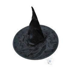Chapeau de sorcière noir pour femme - motif toiles d'araignées | jourdefete.com
