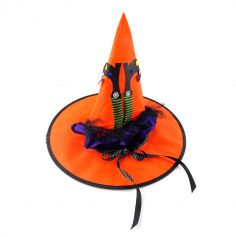 Chapeau de sorcière orange