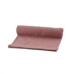 Chemin de table en coton gaufre de couleur vieux rose | jourdefete.com