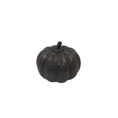 citrouille décorative en résine de 12,5 cm couleur noire à paillettes | jourdefete.com