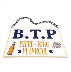 Plaque métallique à suspendre "B.T.P." - Collection Claquettes Chaussettes | jourdefete.com