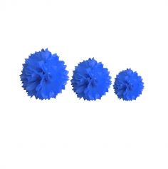 Décoration Pompon Bleu Roy - assortiment de 3 tailles
