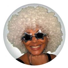 Perruque Afro blanche