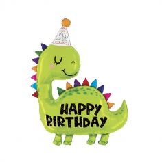 Ballon Aluminium Happy Birthday Dinosaure