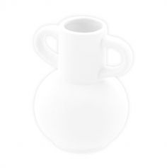Amphore blanc en céramique - 10 x 9,5 x 12 cm - Collection Voile de Douceur