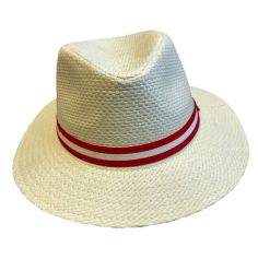 Chapeau blanc avec liseré rouge et blanc pour adulte et pour la feria