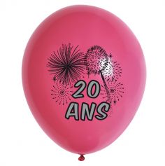 10 Ballons de Baudruche Multicolore Anniversaire 20 ans