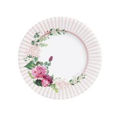 8 assiettes en carton de la collection floral pink de 21 cm