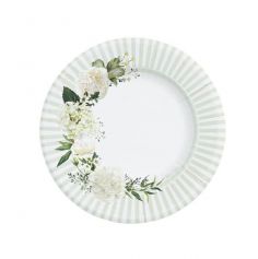 8 assiettes en carton de la collection Floral White de 21 cm