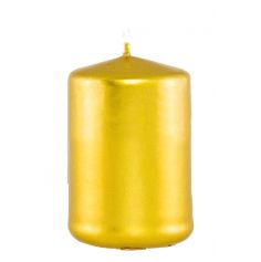 Bougie cylindrique de 10 cm couleur or | jourdefete.com
