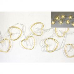 Guirlande Double Cœur avec 10 lampes LED - 165 cm - Rose Gold