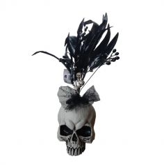 Halloween - Décoration à poser crâne et plumes