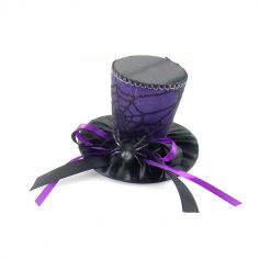 chapeau haut de forme noir ruban violet