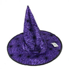 Chapeau violet à motifs de toiles d'araignées pour adulte