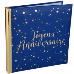 Livre d'Or "Joyeux Anniversaire" Bleu Marine Métallisé | jourdefete.com