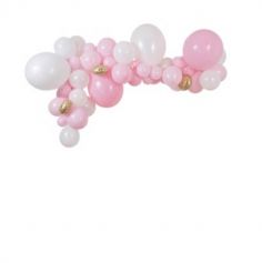 kit arche de 57 ballons blancs roses et or | jourdefete.com