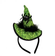Serre-tête mini chapeau de sorcière vert