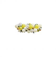 Kit Arche de 52 Ballons - L'Acidulé Citron Blanc et Or avec Guirlandes de Feuilles Vertes