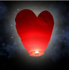Lanterne volante "coeur" - Rouge
