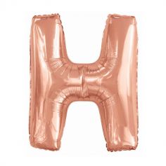 ballon aluminium helium lettre h 97 cm rose gold | jourdefete.com