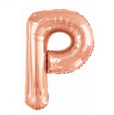 ballon aluminium helium lettre p 100 cm rose gold | jourdefete.com