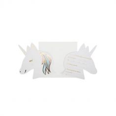 8 invitations et enveloppes anniversaire licorne pastel | jourdefete.com