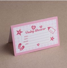 Lot de 10 invitations + enveloppes pour Baby Shower - Couleur au choix
