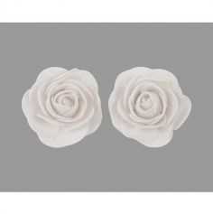 Lot de 6 roses adhésives - Couleur Blanc | jourdefete.com