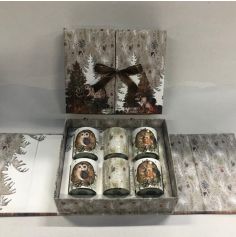 coffret de 6 bougies parfumées de Noël rosée des bois | jourdefete.com