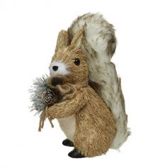 écureuil à poser avec branche de sapin de 27 cm | jourdefete.Com