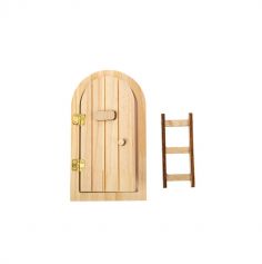 petite porte en bois avec échelle du lutin farceur - 8 x 3.5 cm