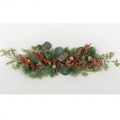 Décoration de table de Noël Végétale d'antan avec grelots et paillettes - 74 cm