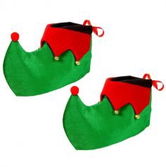 Paire de couvre-chaussures avec grelots de lutin de Noël