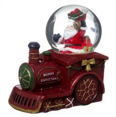 Boule à Neige Père Noël avec Train - 14 cm