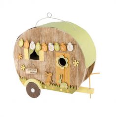 Caravane en bois " Joyeuses Pâques " de 24 cm | jourdefete.com