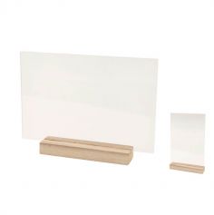 Plaque transparente sur socle en bois - 12 x 19 cm