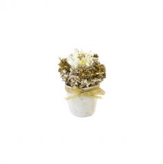petit pot de fleurs sechees or et blanc