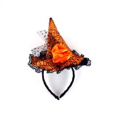 Serre-tête "chapeau de sorcière" orange