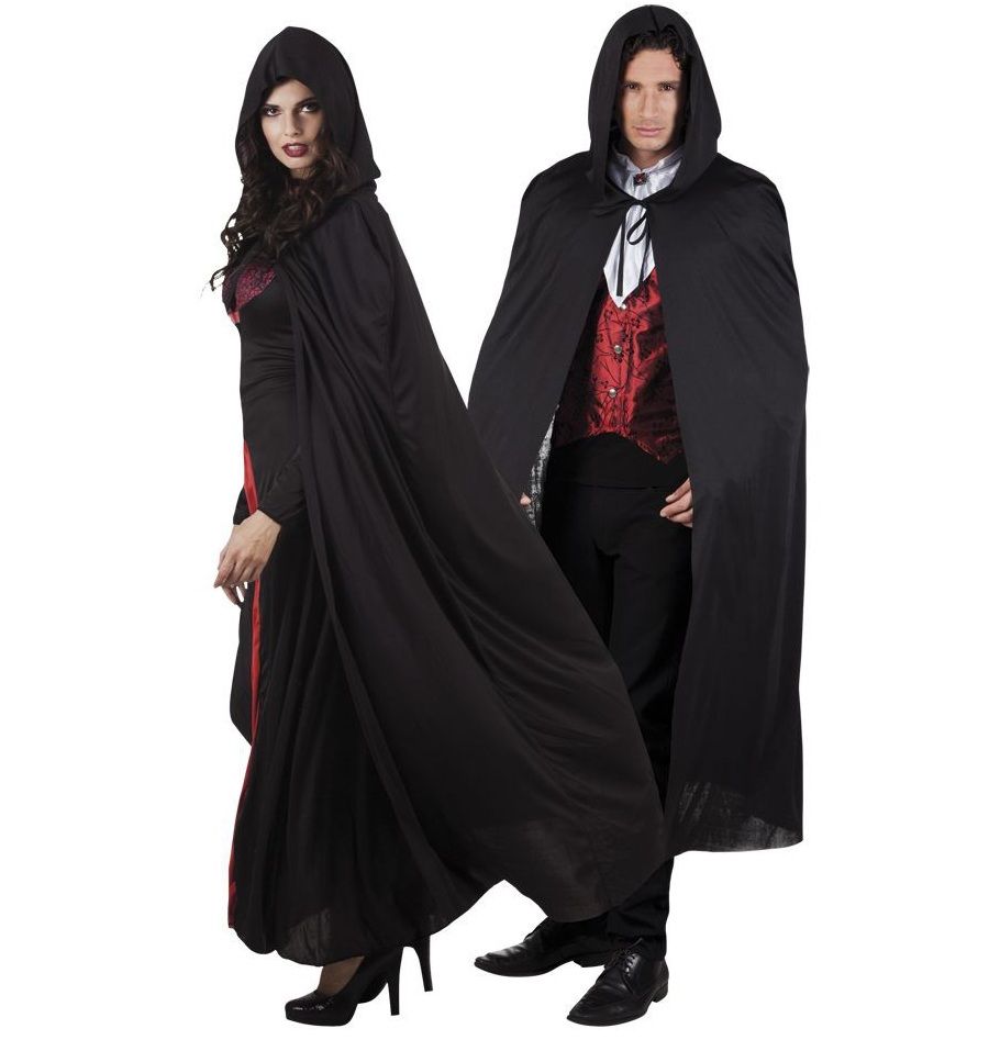 Monbedos Robe à Capuche pour Halloween Noir Cape du Sorcier du Diable 150 cm 