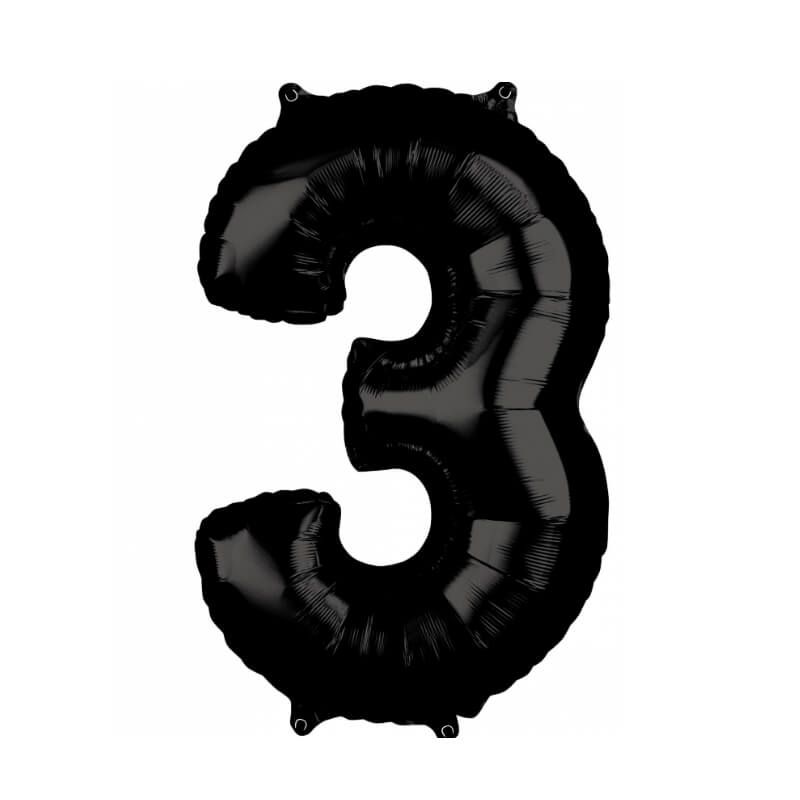 Ballon Chiffre de 66 cm - Noir - Chiffre au Choix - Jour de Fête