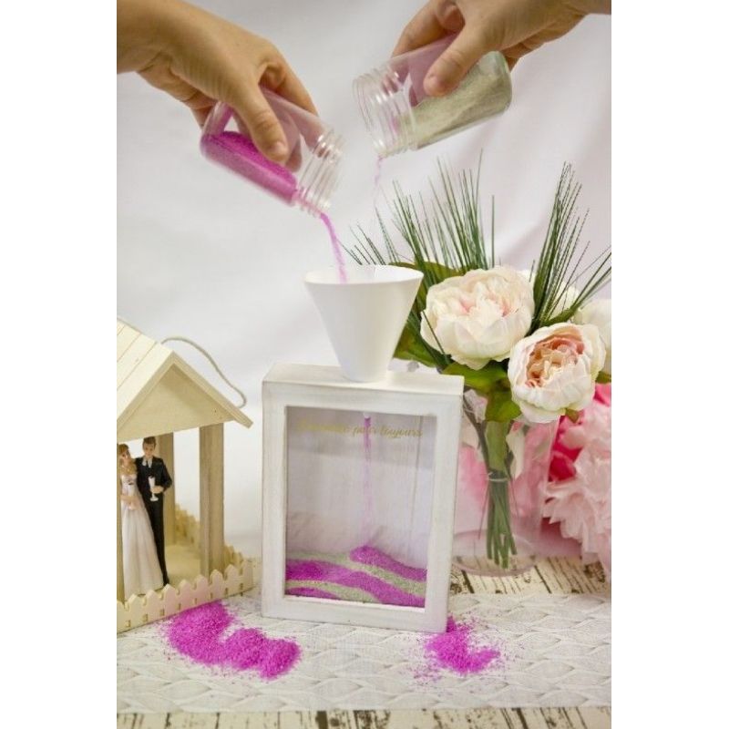 Kit de cérémonie de sable pour mariage comprenant un cadre photo en  acrylique transparent, 2 autocollants d'angle de fixation de sable et 2  supports