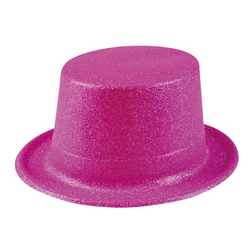 Chapeau haut de forme pailleté rose fluo - Jour de Fête - Boutique